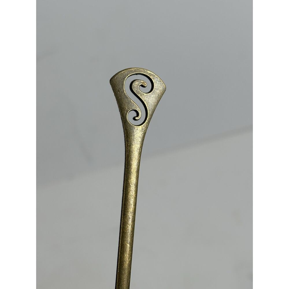 Vintage Brass Hair Stick Scroll Top Boho Bun Holder Asian Style Accessory - Picture 3 of 4